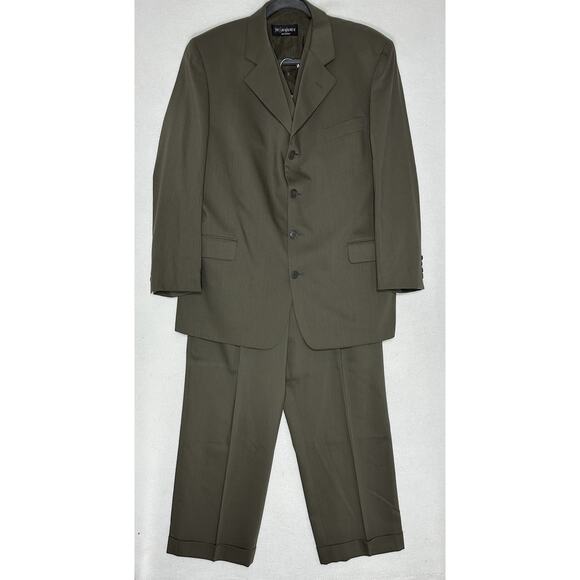 VTG Yves Saint Laurent 3 PC Suit Mens Brown Jacket Vest 54R Pants 36x27 YSL EUC - Picture 1 of 14